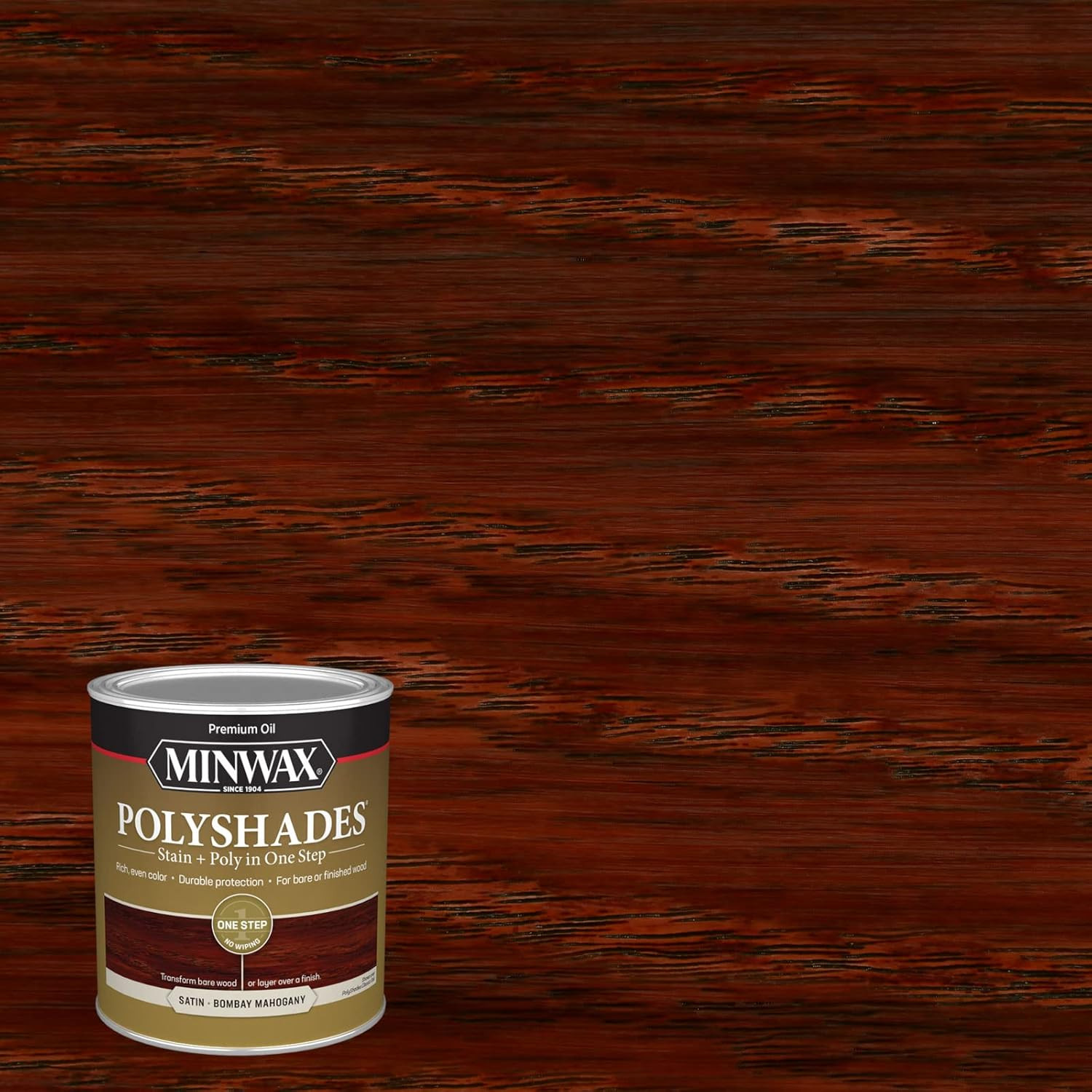 Polyshades Wood Stain + Polyurethane Finish – Quart, Bombay Mahogany, Satin
