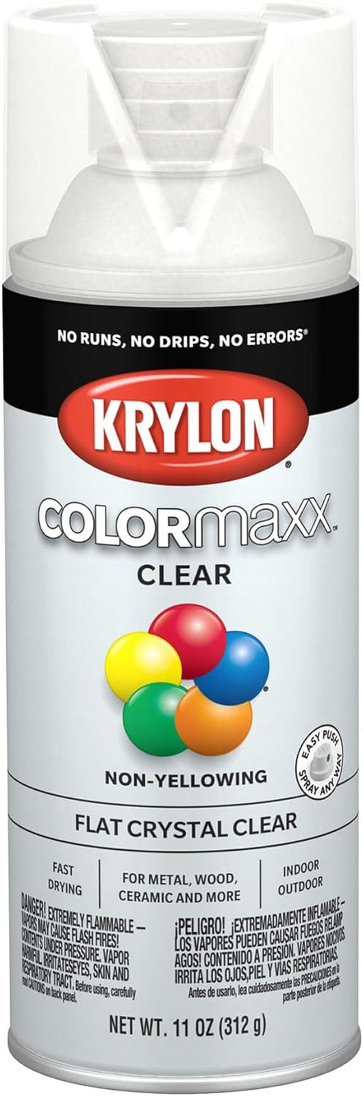 K05547007 Colormaxx Acrylic Clear Finish for Indoor/Outdoor Use, Flat Crystal Cl