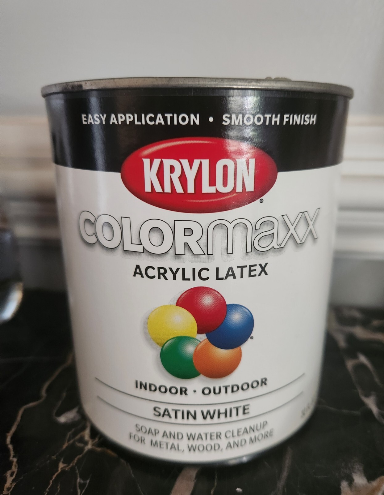 Krylon Colormaxx Acrylic Latex Indoor Outdoor Satin White Metal Wood QT