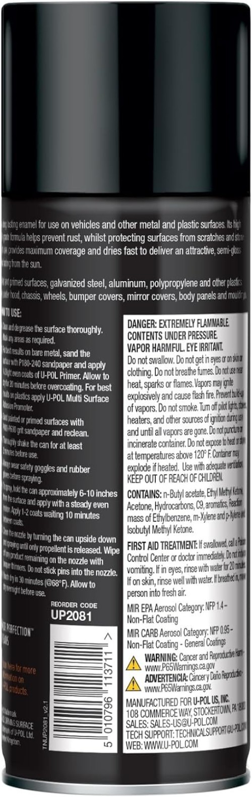 10 oz Anti-Rust Semi-Gloss Black Enamel Spray for Vehicle Protection & Beauty