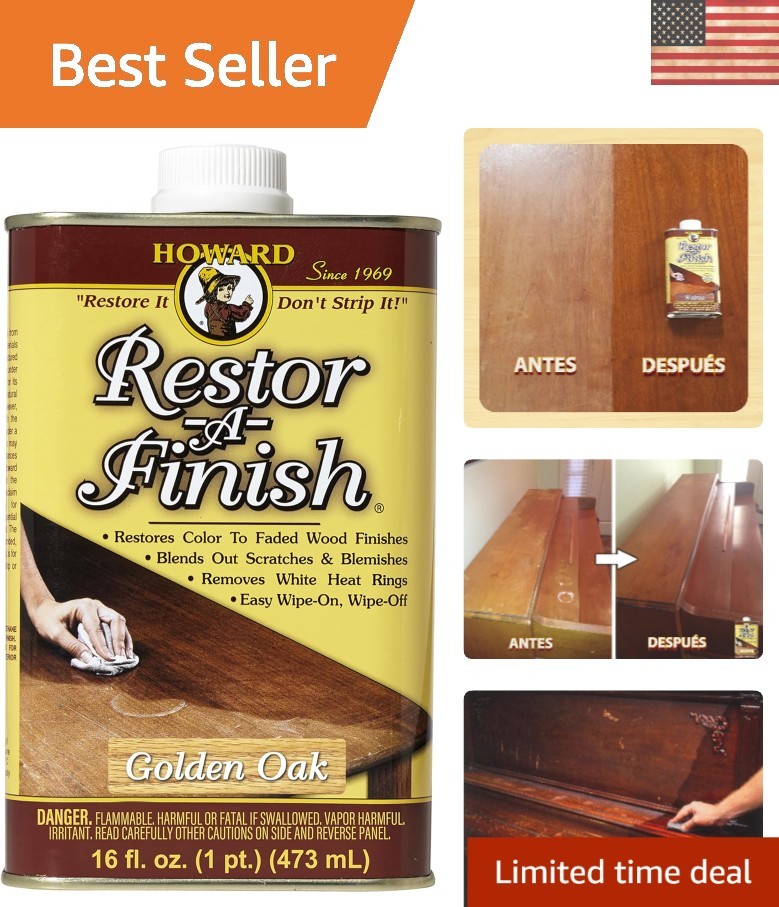 Restor-A-Finish, Golden Oak Wood Stain – 16 Oz for Flawless Wood Restoration