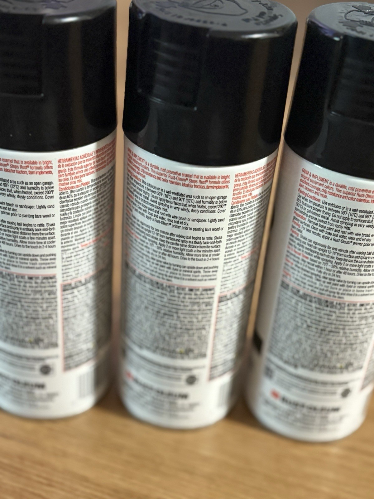 RustOleum Gloss Black Farm & Implement Spray Paint – 12 oz. Lot of 3 Cans