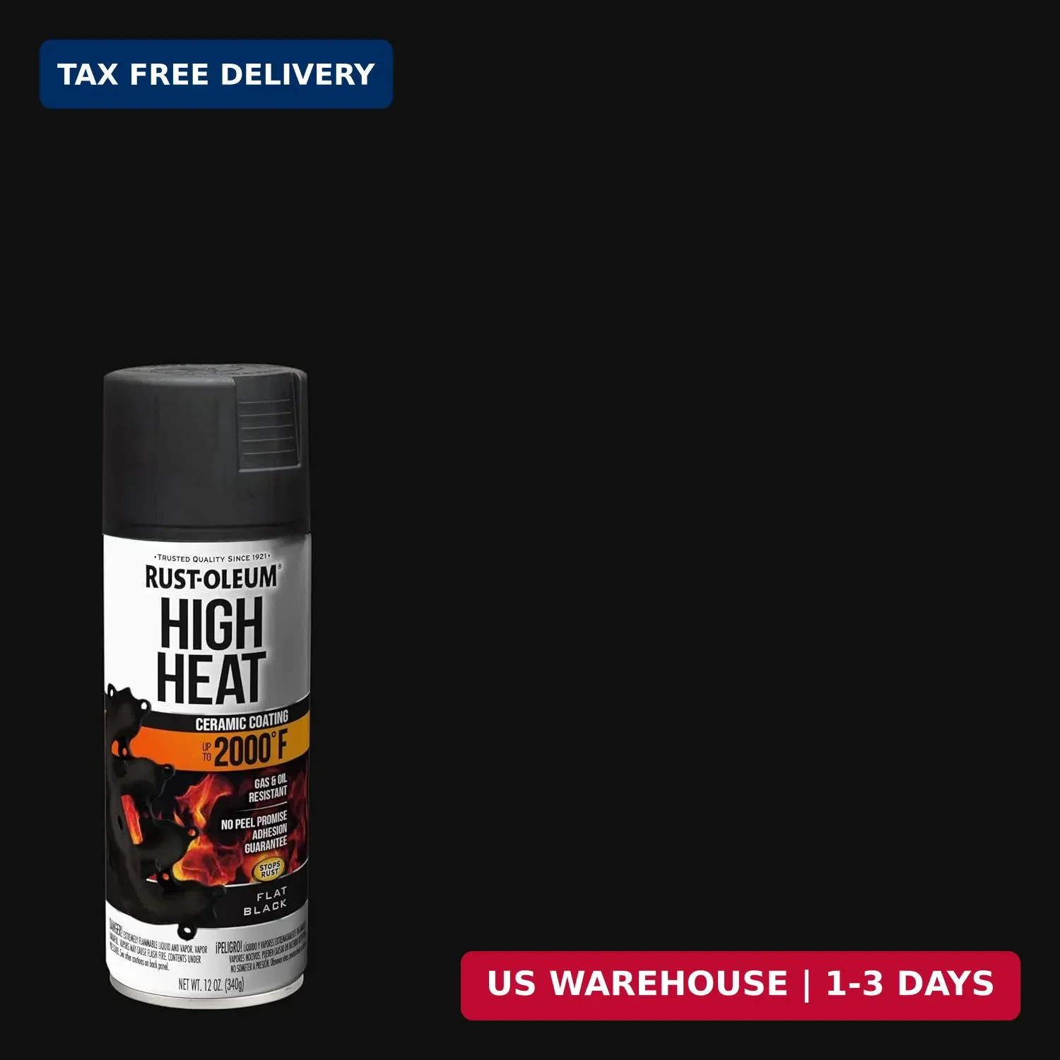 Rust-Oleum 248903 Automotive High Heat Spray Paint, 12 oz, Flat Black
