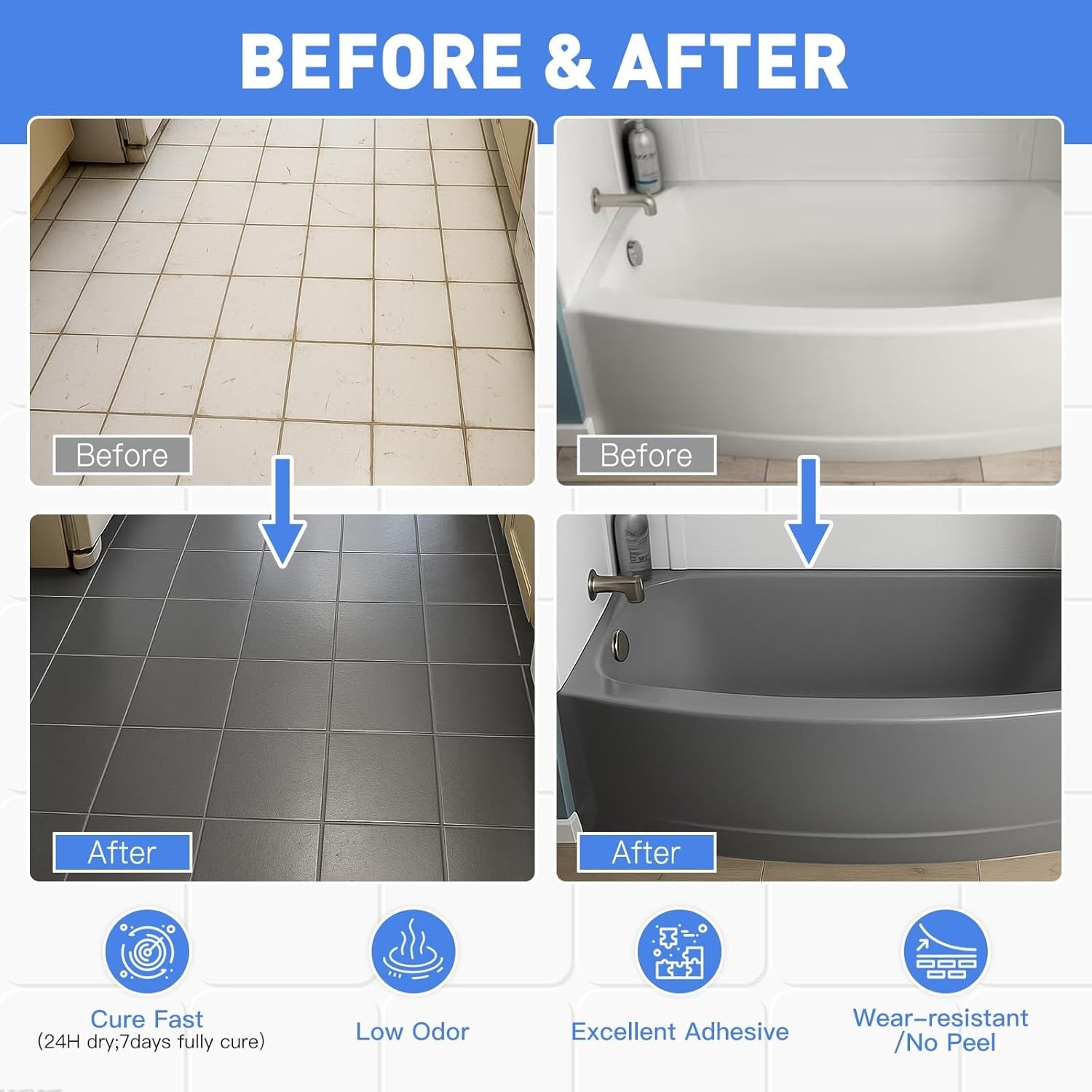 Luxurious Water Resistant Tile Paint Kit, 16.5oz – Perfect for Indoor Upgrades
