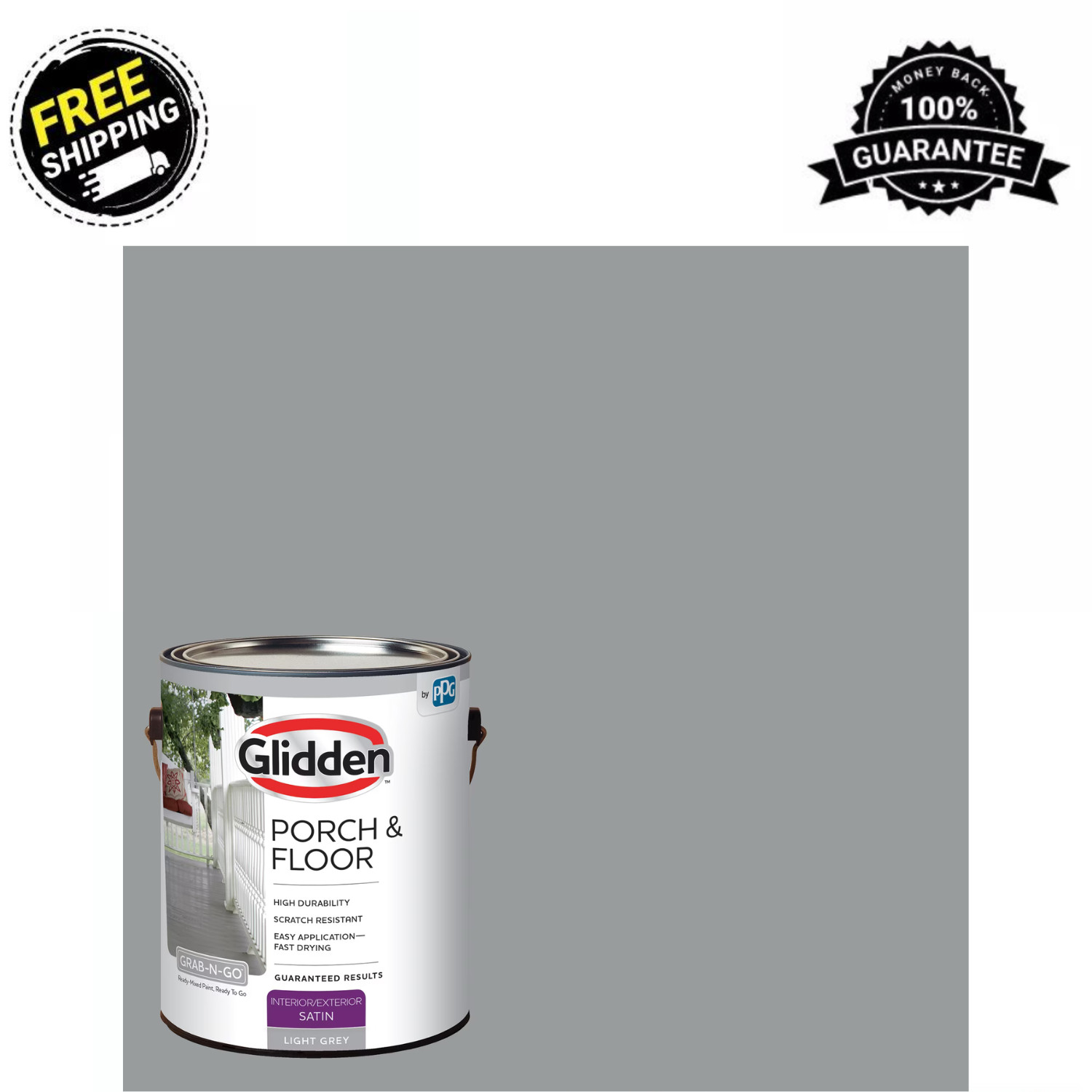Glidden Porch &Floor 1 gal. Light Gray Satin Interior/Exterior Paint with Primer
