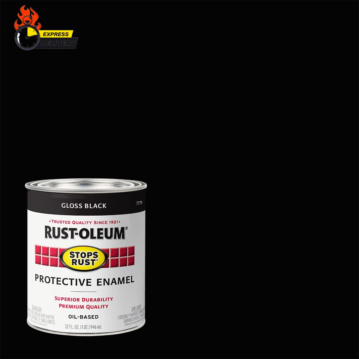 7779502 Stops Rust Brush on Paint, Quart, Gloss Black, 32 Fl Oz (Pack of 1)