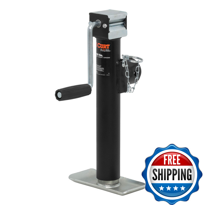 Curt 28321 Weld-On Pipe-Mount Swivel Trailer Jack 3 000 Lbs. Support Capacity