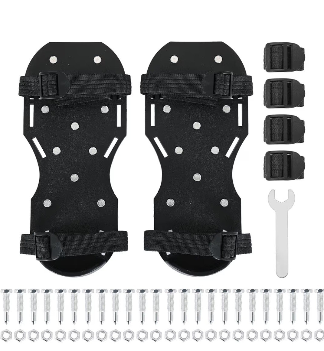 Gunite Spiked Shoes w/Adjustable 4 Straps & 26 Sharp Spikes Black On. NIB.