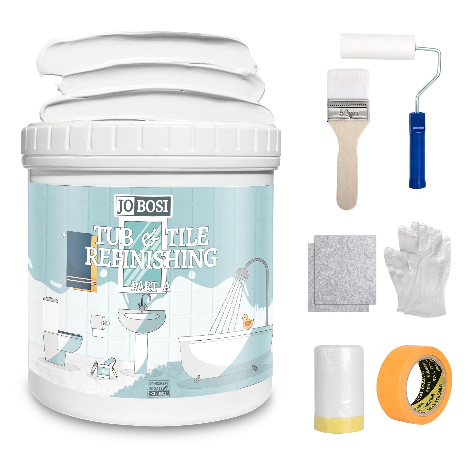 Water-Based Tile Paint & Refinishing Kit 32oz – Quick-Dry for Walls, Floors, Sin