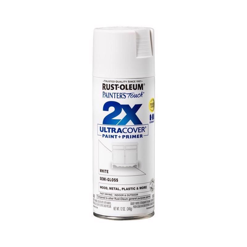 Rust-Oleum Painter’s Touch 2X Cover Semi-Gloss WHITE Spray Paint 12oz