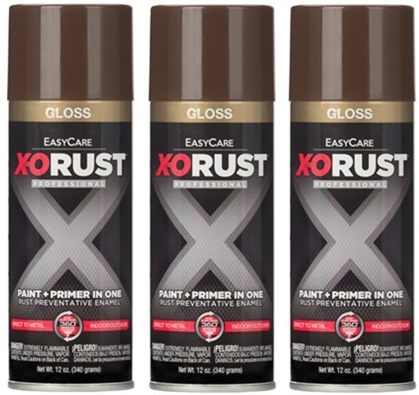 X-O Rust XOP120-AER Gloss Seal Brown Anti-Rust Enamel Spray Paint Primer 3 Pack