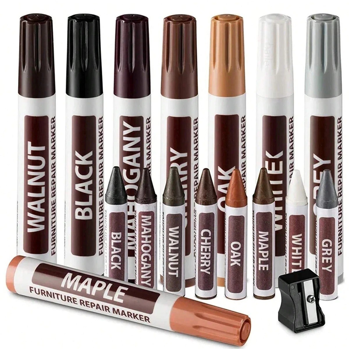 6-21PCS Furniture Touch Up Kit Wood Scratch Repair Markers Wax Crayons Paint Pen