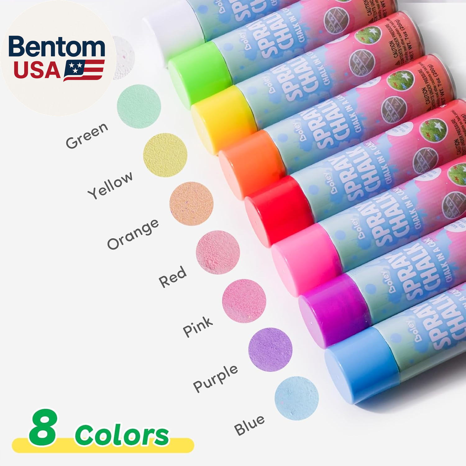 Spray Chalk – 8 Pack Washable Chalk Spray Paint, 7 Oz Each, Non-Toxic, Vibrant O