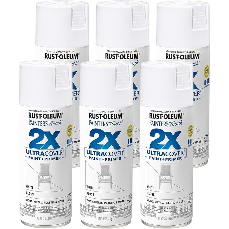 249090-6PK Painter’s Touch 2X Ultra Cover Spray Paint 12oz Gloss White, 6 Pack