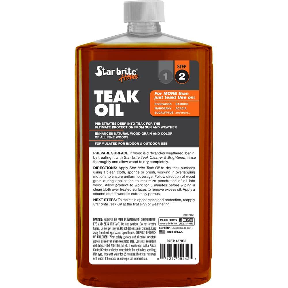 32 Fl. Oz. Premium Teak Oil Easy to apply Sealer Fast Drying Preserver Clear New