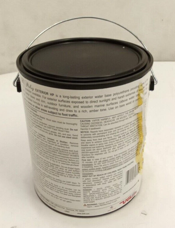 Zar 32713 Water Base Polyurethane Exterior HP Light Amber Satin Finish 1 Gallon