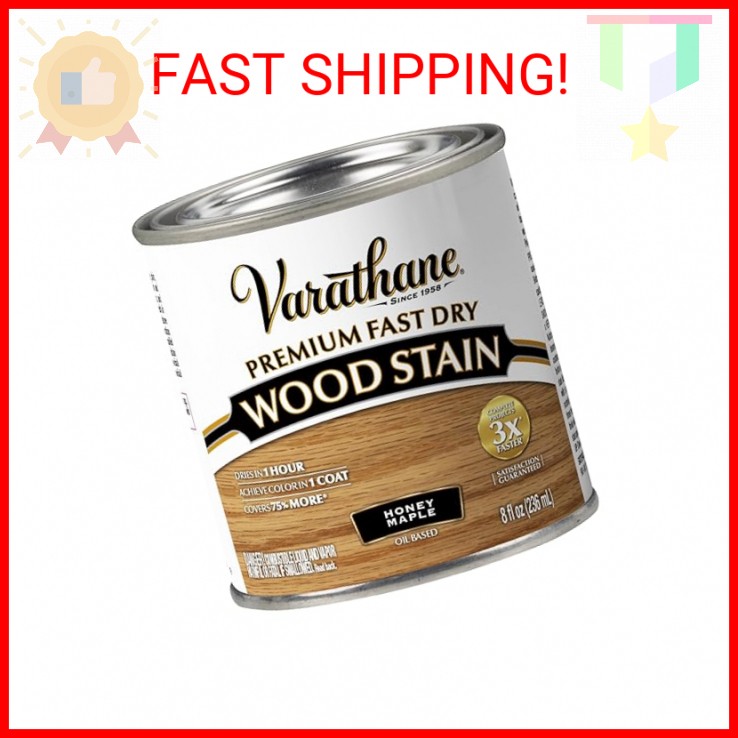 Varathane Premium Fast Dry Wood Stain, Half Pint, Honey Maple
