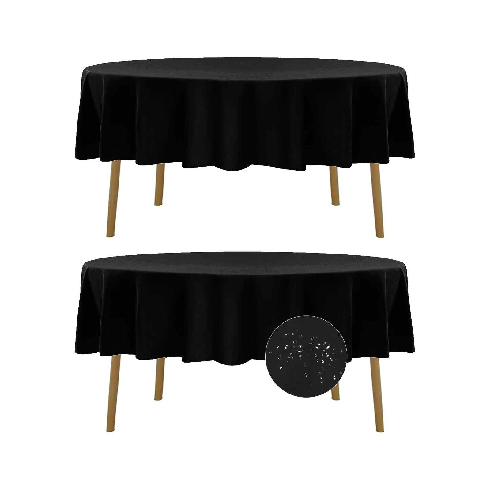 Fokitut 2 Pack Waterproof Round Tablecloth, 70 Inch, Stain Resistant and Wrinkle