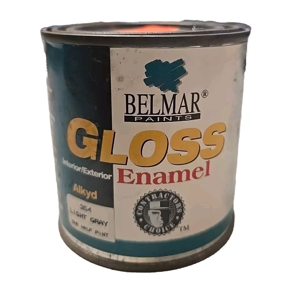 Belmar Enamel Quick Dry Paint Gloss Light Gray 8-Ounce 1/2 Pint Oil Base. new