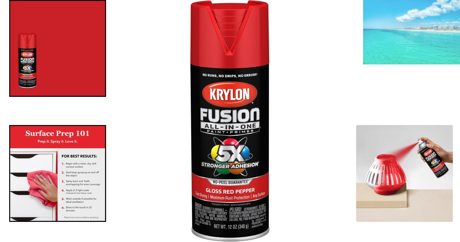 Quick Dry All-In-One Gloss Spray Paint & Primer – Red Pepper for Perfect Finish