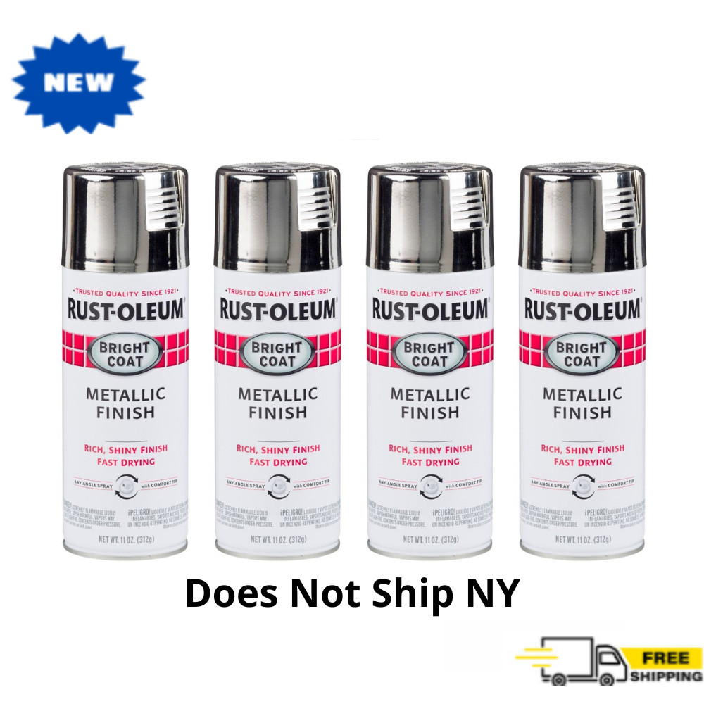 Rust-Oleum Stops Rust Bright Coat Metallic Spray Paint, Chrome, 11 oz, 4 Pack