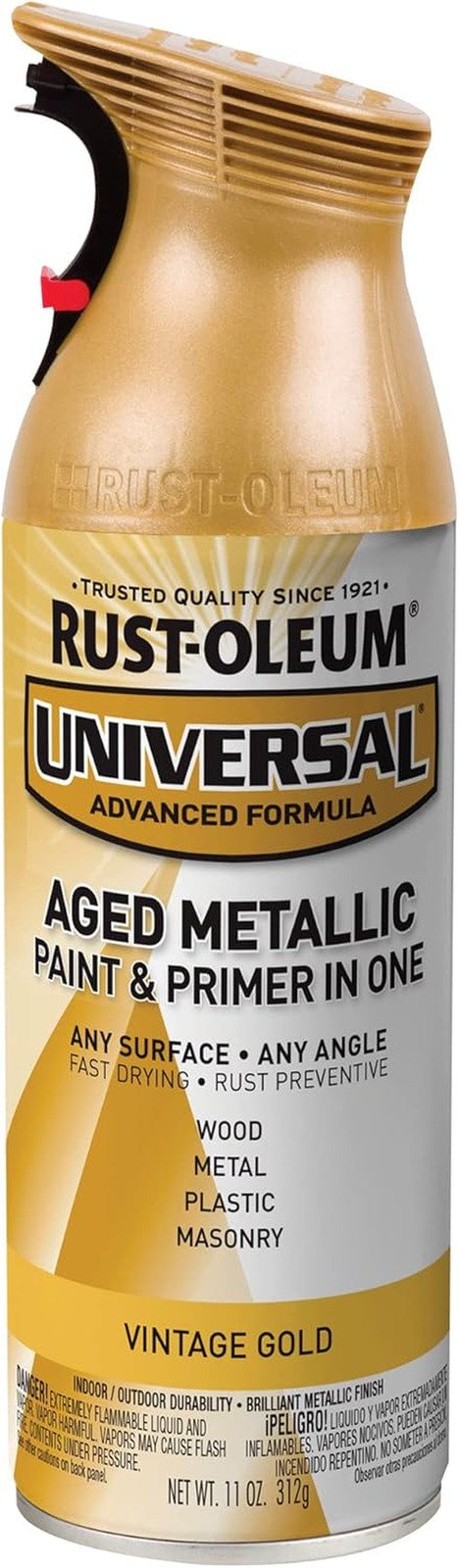 Rust-oleum Universal Vintage Gold Spray Paint 11Oz All Surface Oil Based Durable