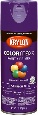 KRYLON 5536 COLORmaxx Spray Paint, Gloss, Plum, 12 oz, Aerosol Can