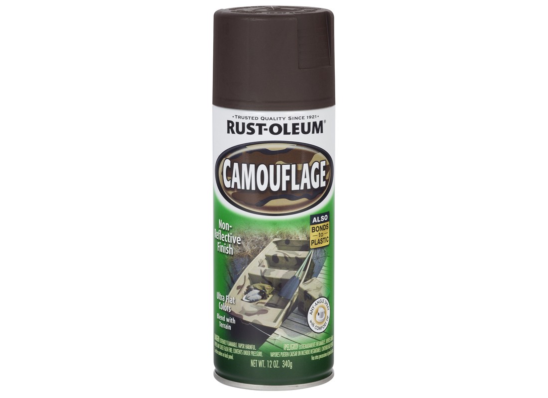 Camouflage Spray Paint, Ultra Flat, Earth Brown, 12 oz, Aerosol Can