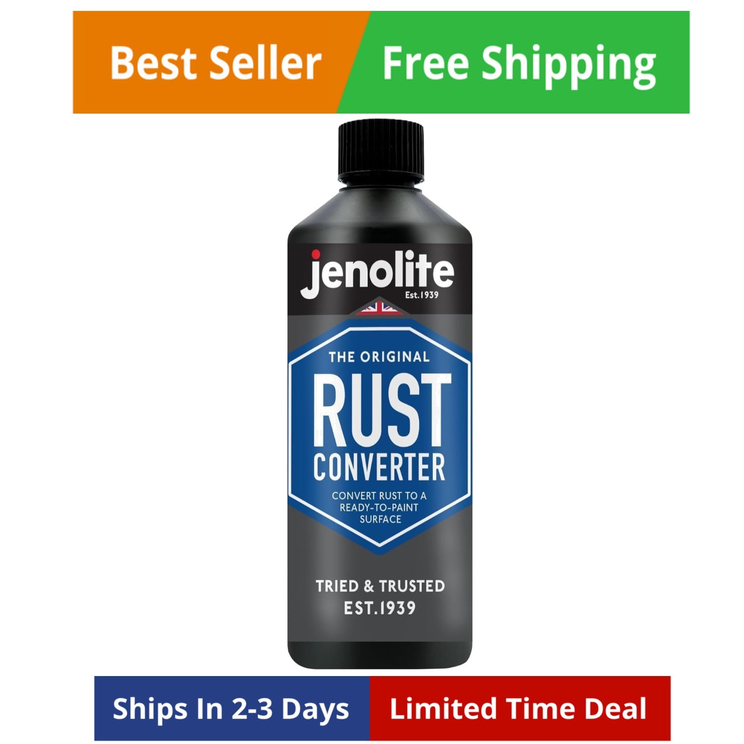 Rust Converter for Metal 500 ml 16.9 fl oz All In One Fast‑Acting Water‑Based…