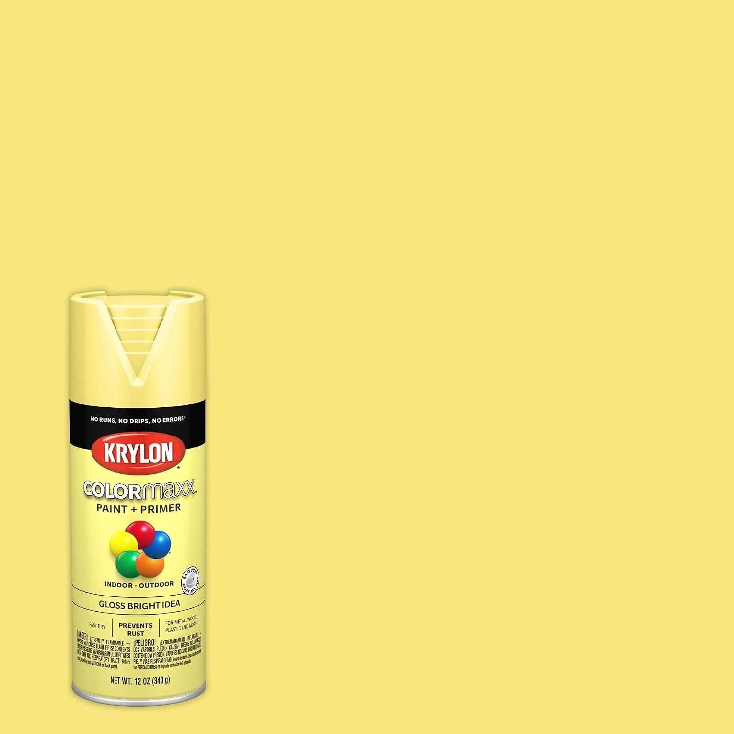 Rust Resistant 12 Oz Krylon ColorMaxx Gloss Spray Paint – Bright Idea Yellow