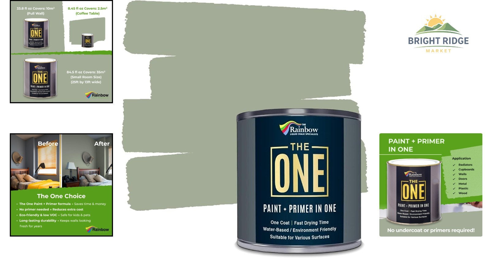 All-in-One Paint and Primer in Sage Green Satin for Indoor and Outdoor Use
