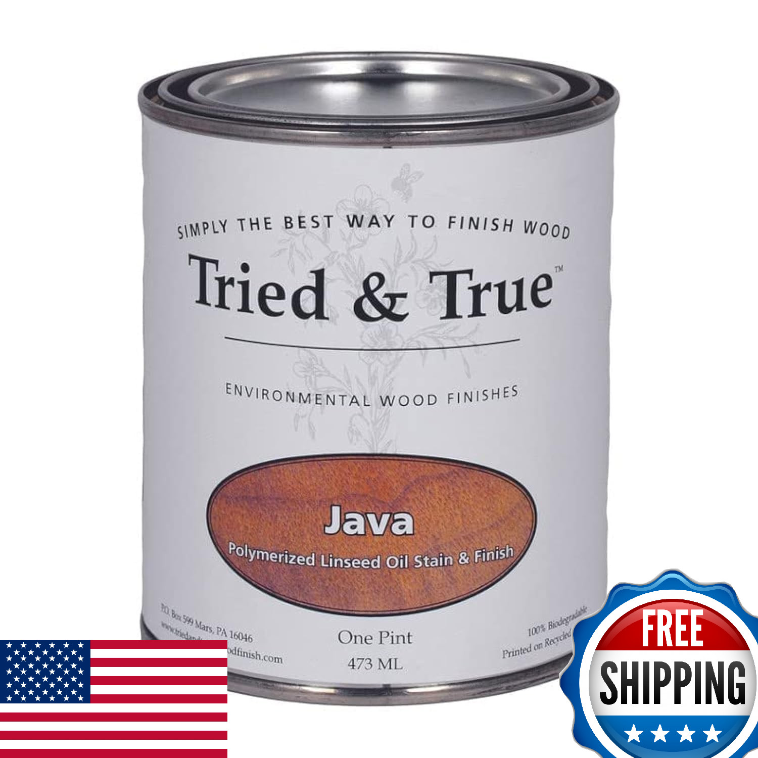 Tried & True Java Stain & Finish, Pint – Linseed Oil Wood Stain, Ideal for Home