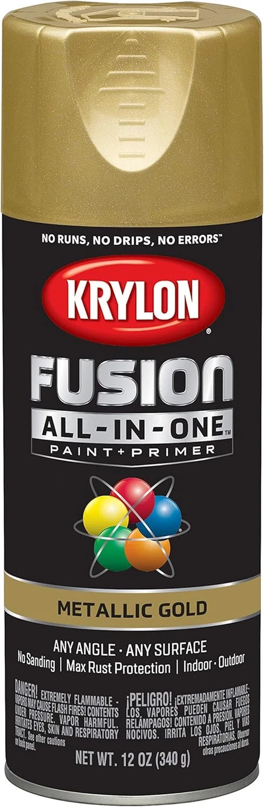 Krylon Fusion All-In-One Adhesive Spray Paint for Indoor/Outdoor Use, 12 Oz, Gol