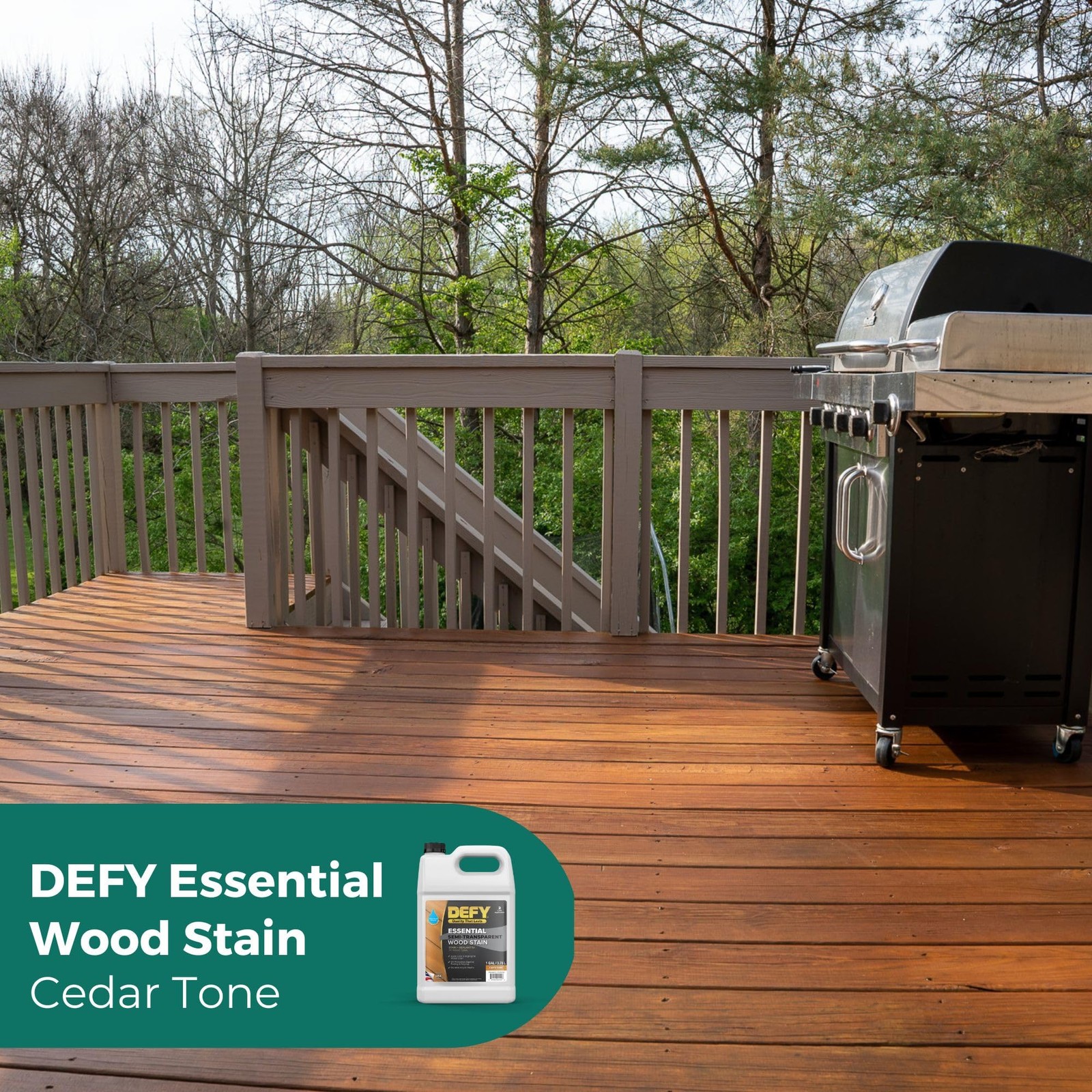 Defy Essential Semi-Transparent Outdoor Stain And Sealer In One 1 Gallon Cedar