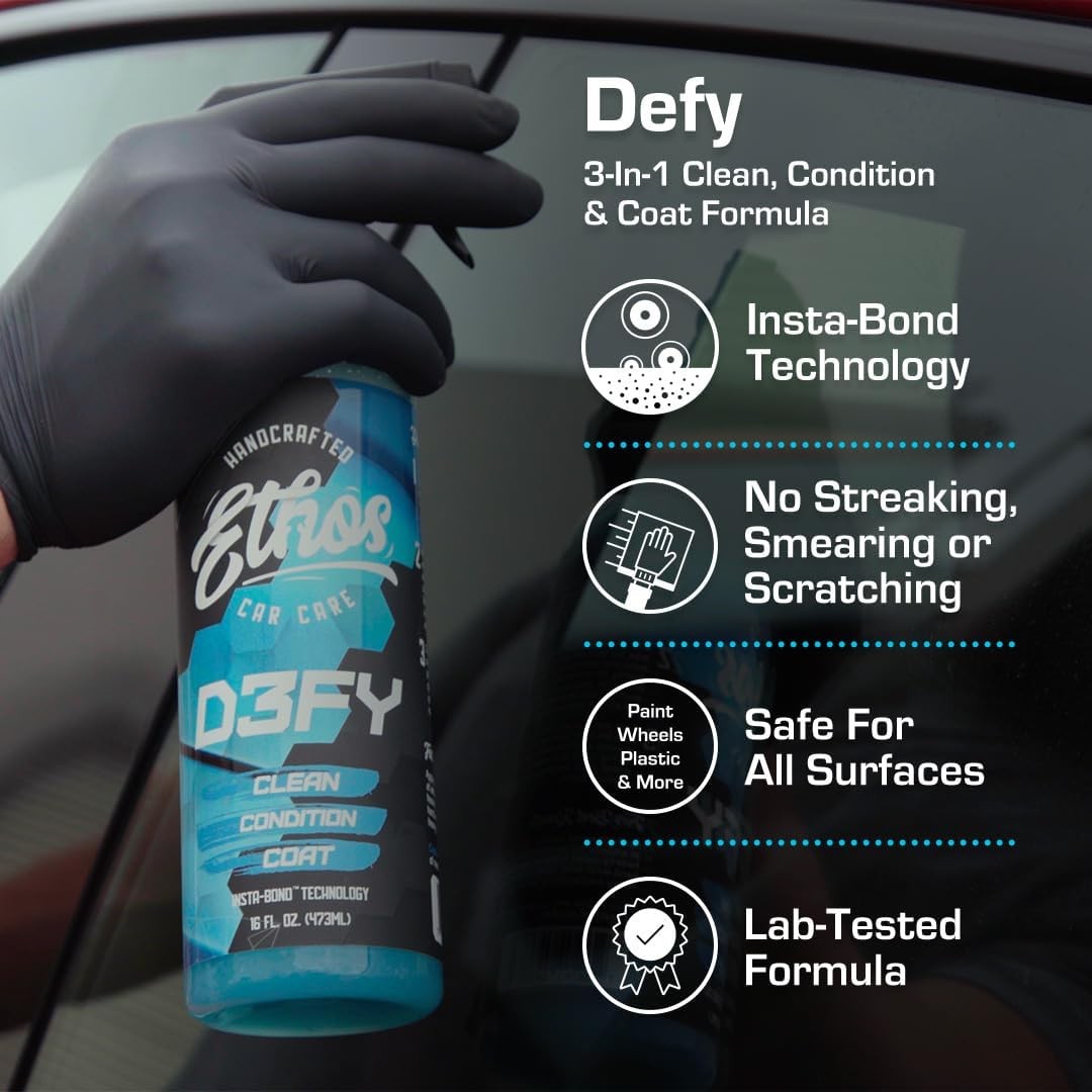 Ethos Defy – 3 in 1 Ceramic Coating – Waterless Car Wash 8 Fl Oz (Pack of 1)