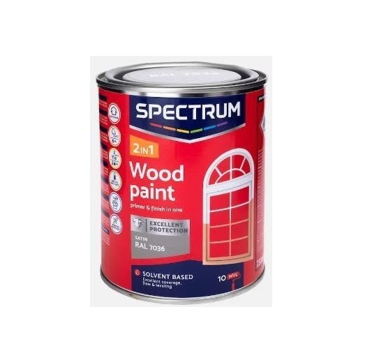 Spectrum Wood Paint 2in1 Satin Silver 750 ml Outdoor Interior Quick-Dry UV