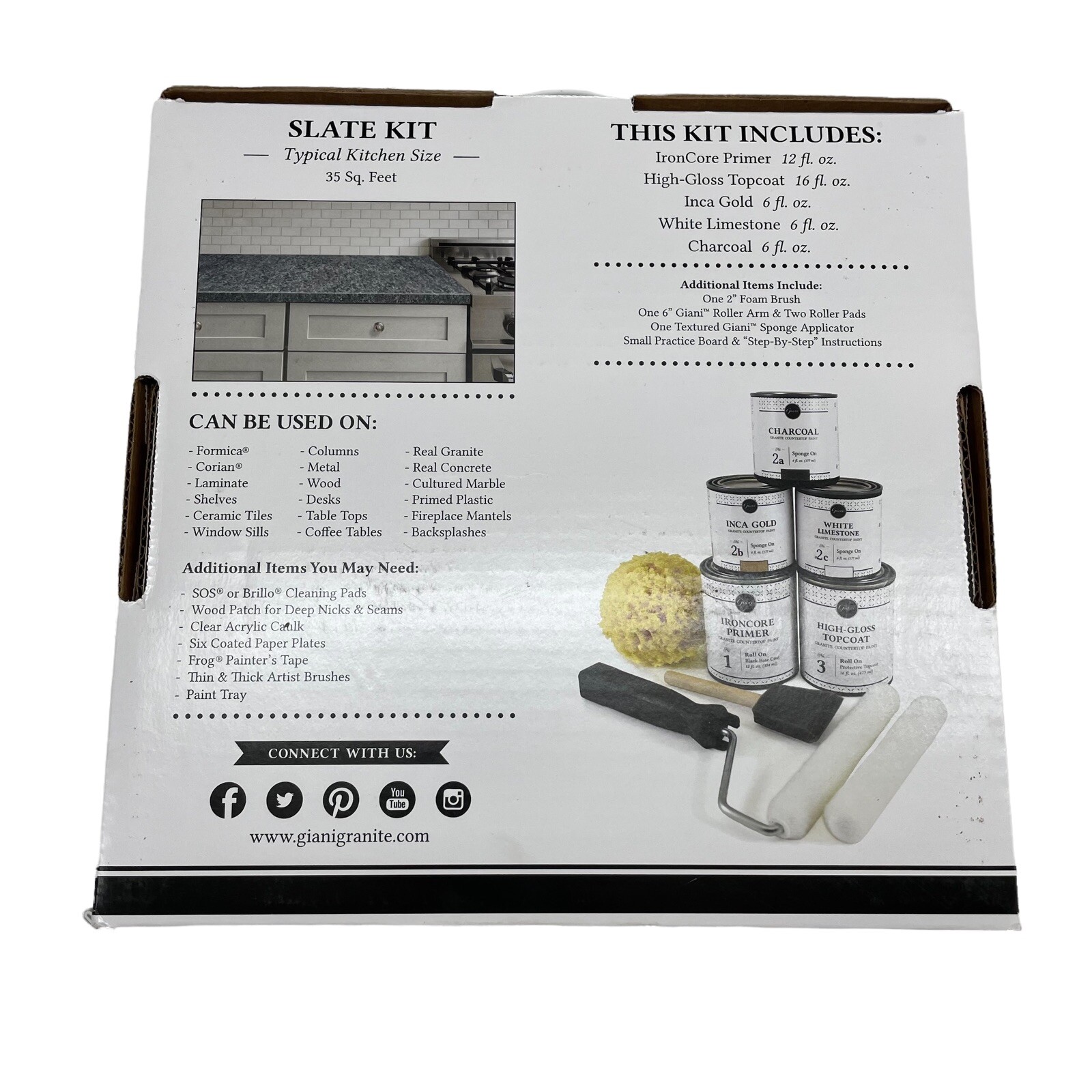 Giani Granite Countertop Paint Kit 2.0- 100% Acrylic (Slate) Assorted Colors