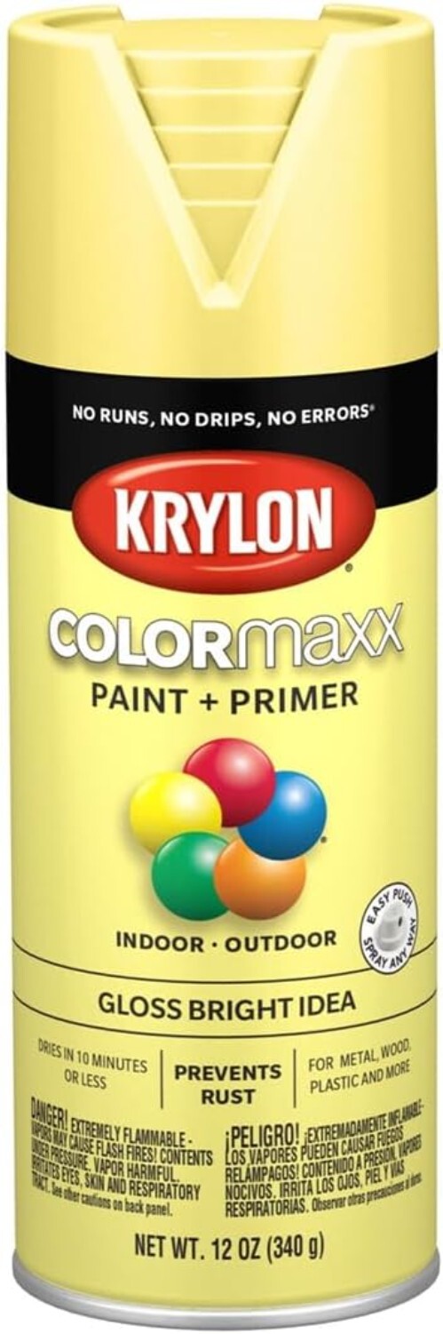 Versatile COLORmaxx Gloss Spray Paint & Primer – Rust Resistant Yellow 12 Oz
