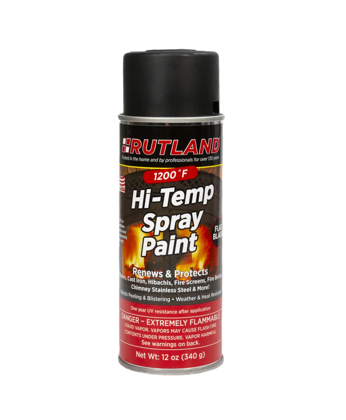 80 Hi-Temp Spray Paint, Fl Oz (Pack of 1), Black, 12