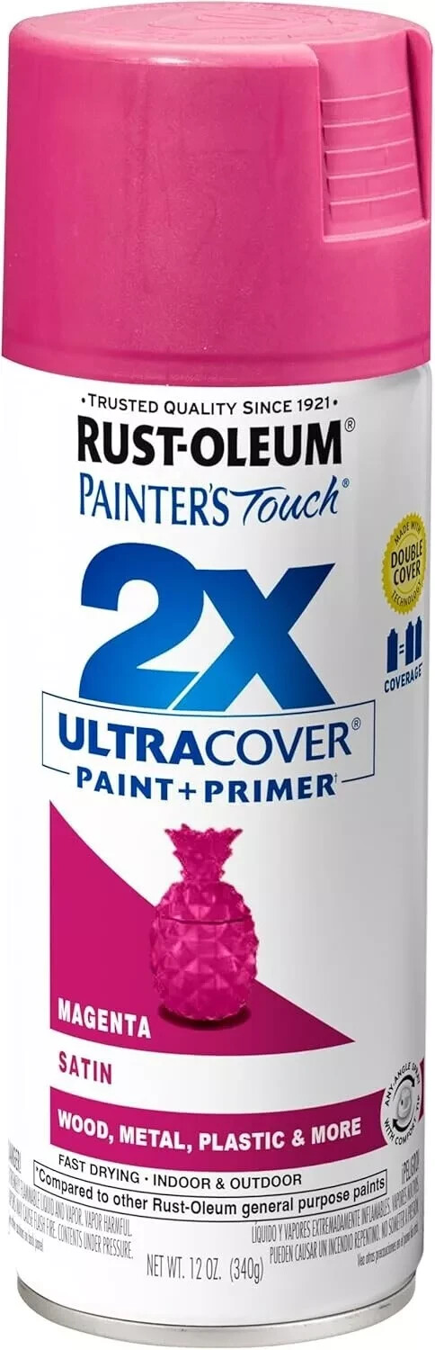 Rust-Oleum Painter’s Touch 2X Ultra Cover Spray Paint 12oz Satin Magenta