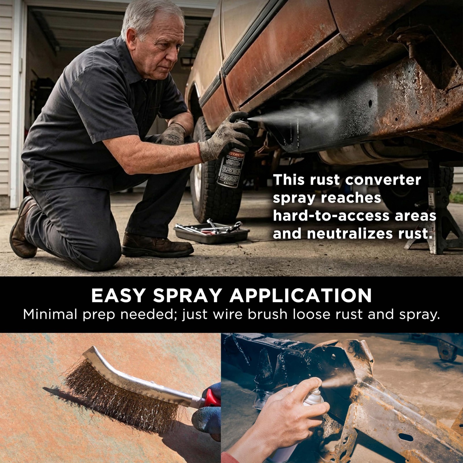 Rust Converter Spray – 10oz Metal Rust Remover & Barrier Bond for Auto, Industri
