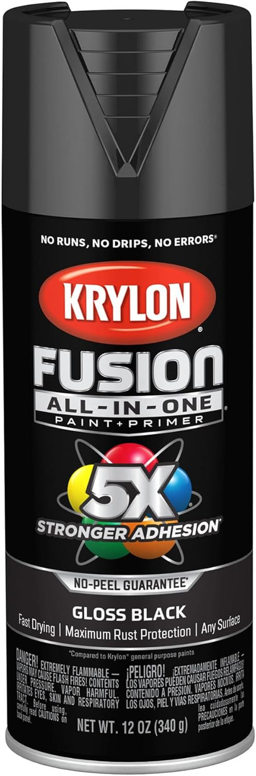 Krylon Fusion All-In-One Adhesive Spray Paint for Indoor/Outdoor Use, 12 Oz, Bla
