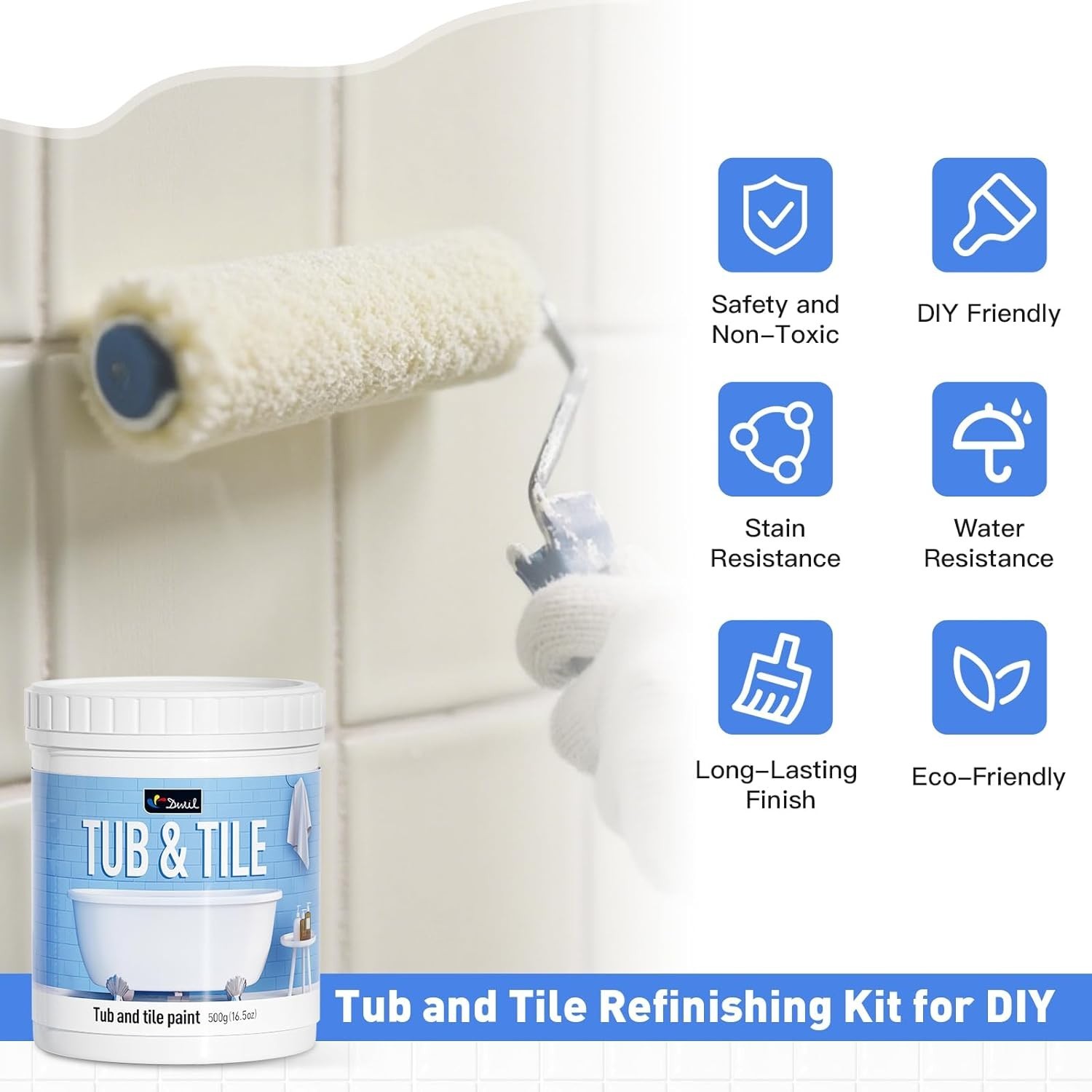 Transform Your Bathroom: All-in-One Tile Refinishing Kit, 25-30 Sq.Ft Coverage