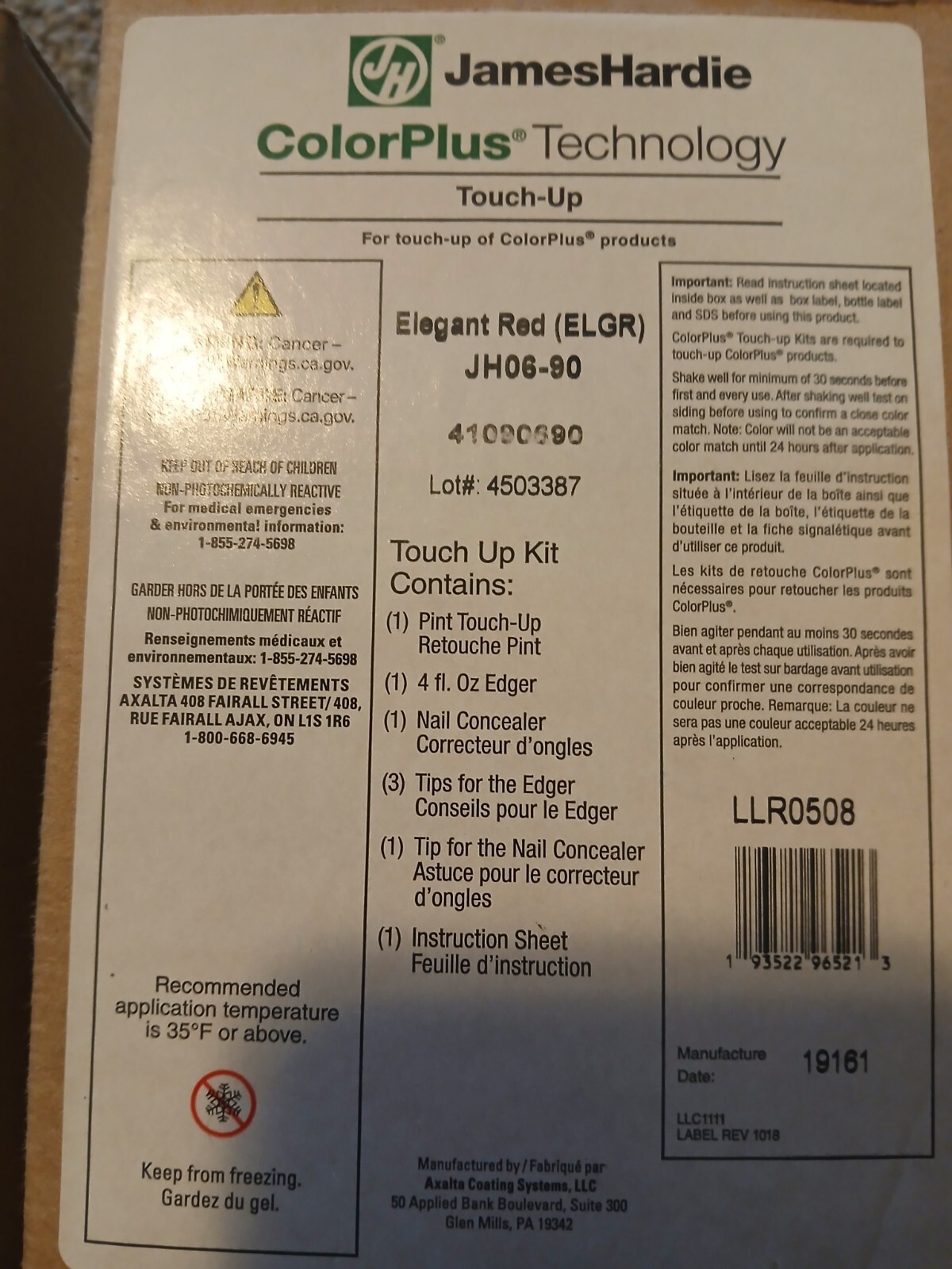 James Hardie ColorPlus Technology Touch-Up kit. Elegant Red