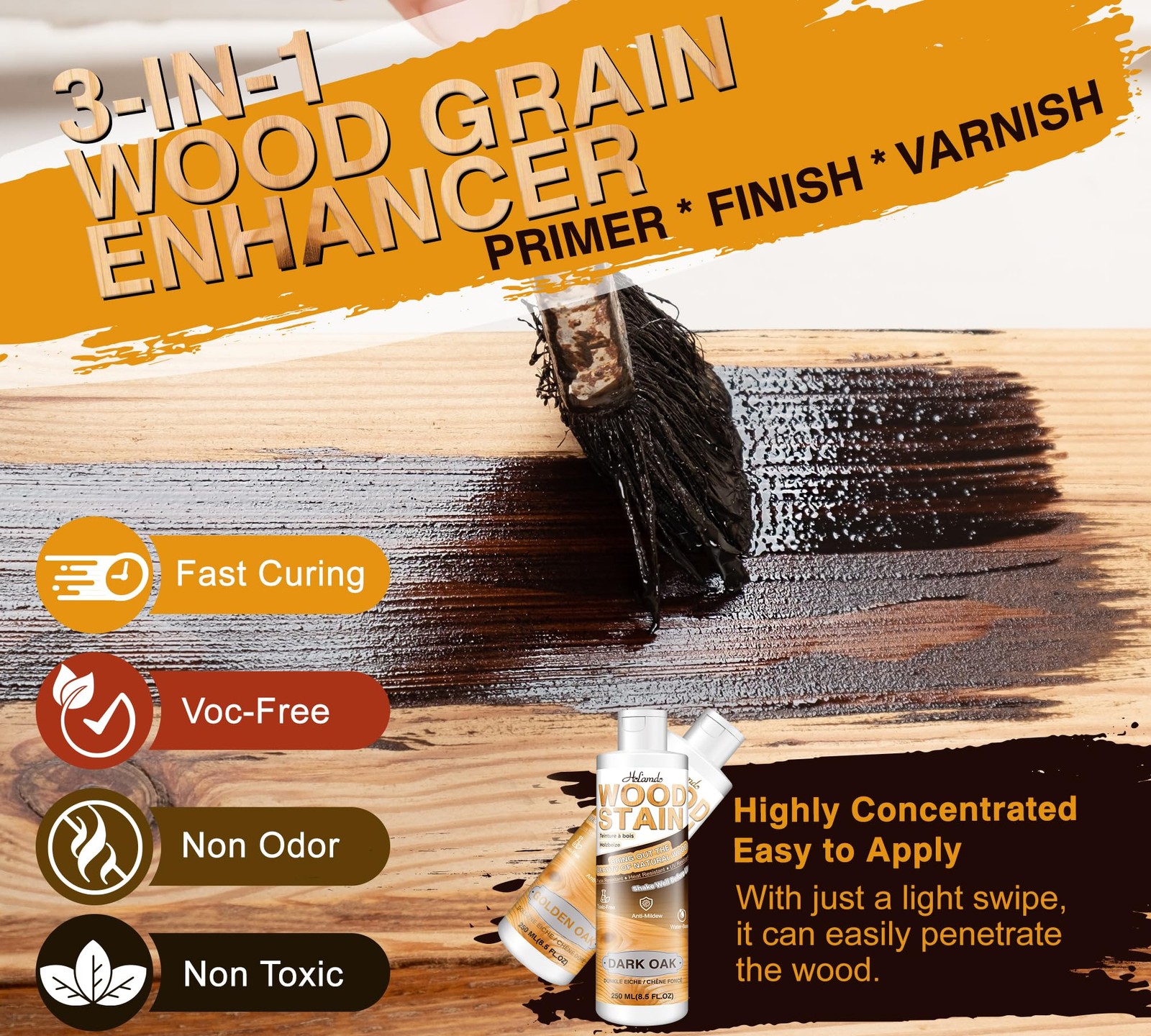 Water Based Wood Stain 8.5oz, Golden Oak – Indoor Outdoor