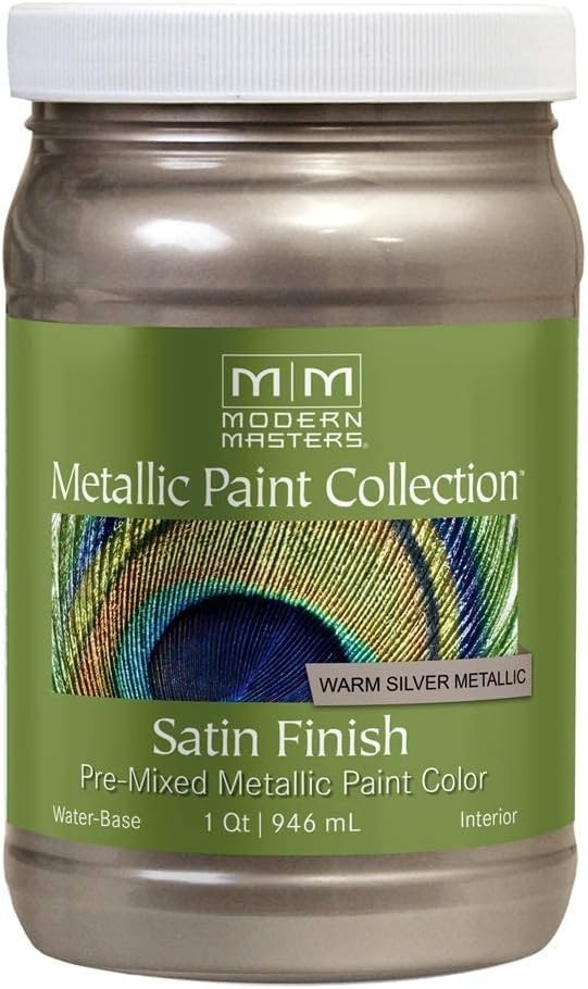 Modern Masters 1 Quart ME221-32 – WARM SILVER – Metallic Paint Water-Based Satin