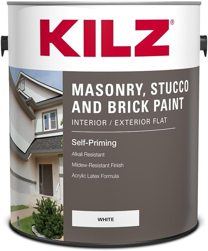 Paint 1 Gallon Masonry Stucco Brick Flat Water-Resistant Exterior Interior