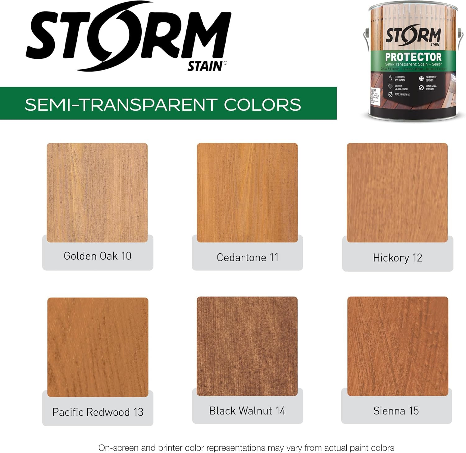 Storm Stain Protector – Hickory, 1 Gallon, Protects Outdoor Wood from Water & U