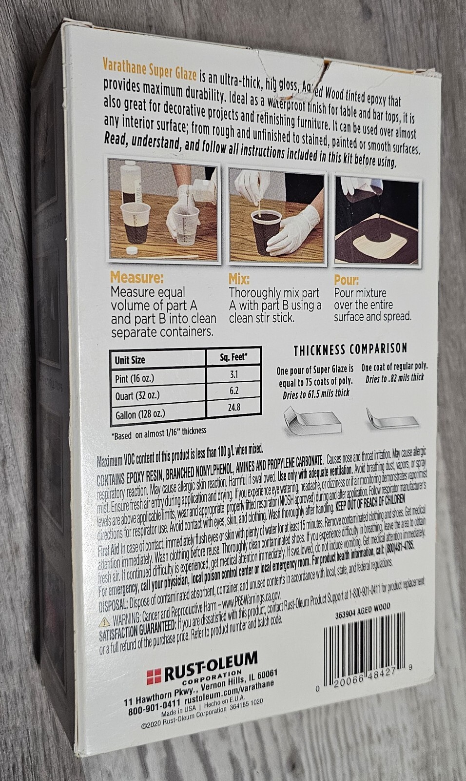🔥Varathane Epoxy Super Glaze Pour-On High Gloss Quart Kit NEW 32 oz Aged Wood