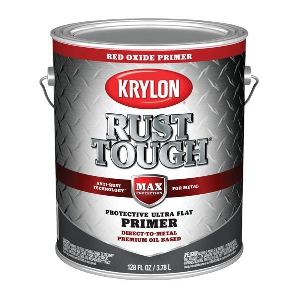 (2)-Krylon Rust Tough Primer, Red Oxide, 1 Gal. Model: K09743008